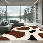 Deep Brown Cream Abstract Circles Rug