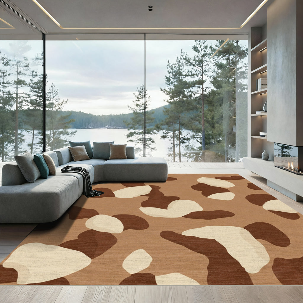 Brown Beige Abstract Camo Rug