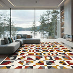 Abstract Geometric Squares with Color Blocks Rug