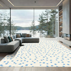 Soft Blue Dots Scattered Cream Backdrop Rug