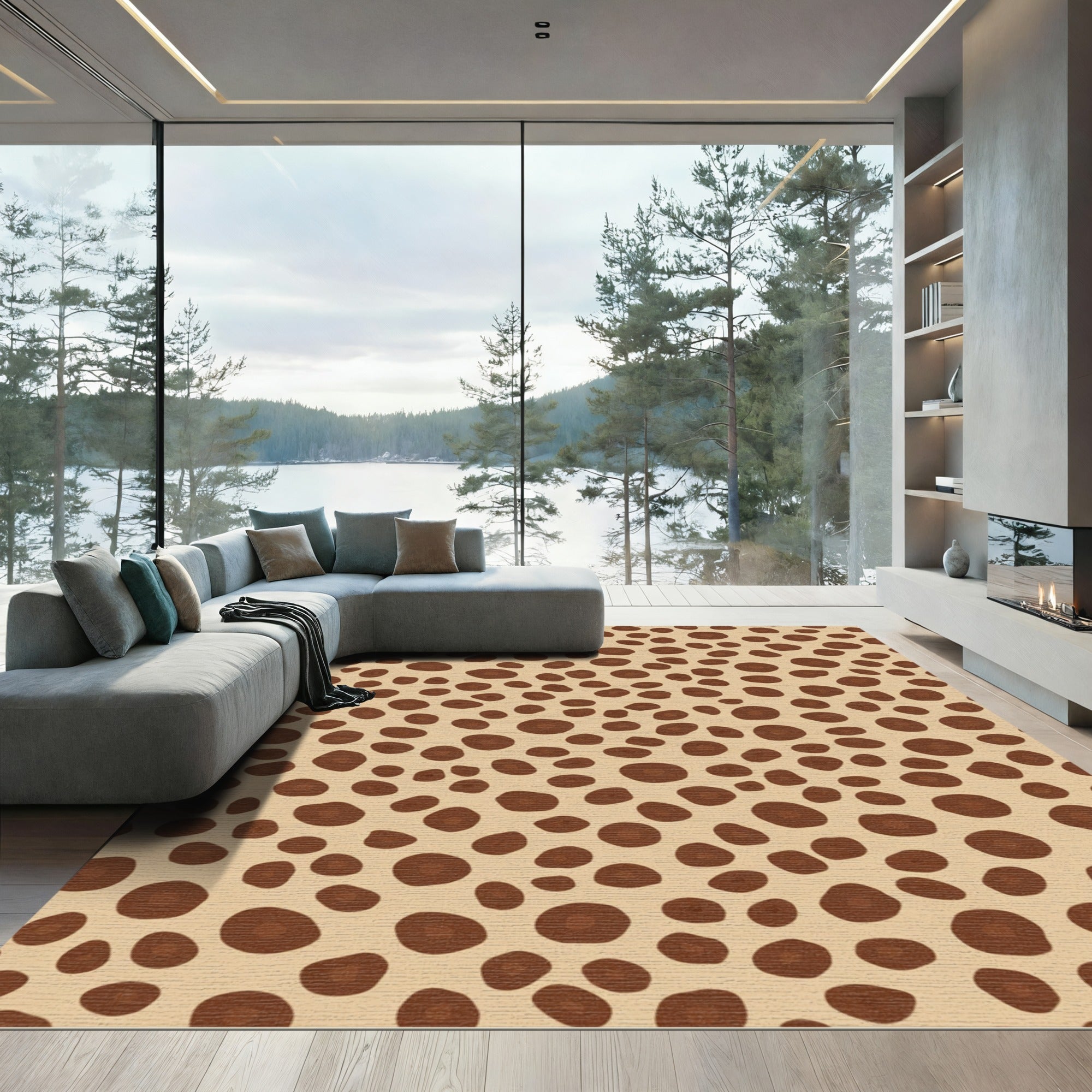 Brown Spots Animal Print Rug