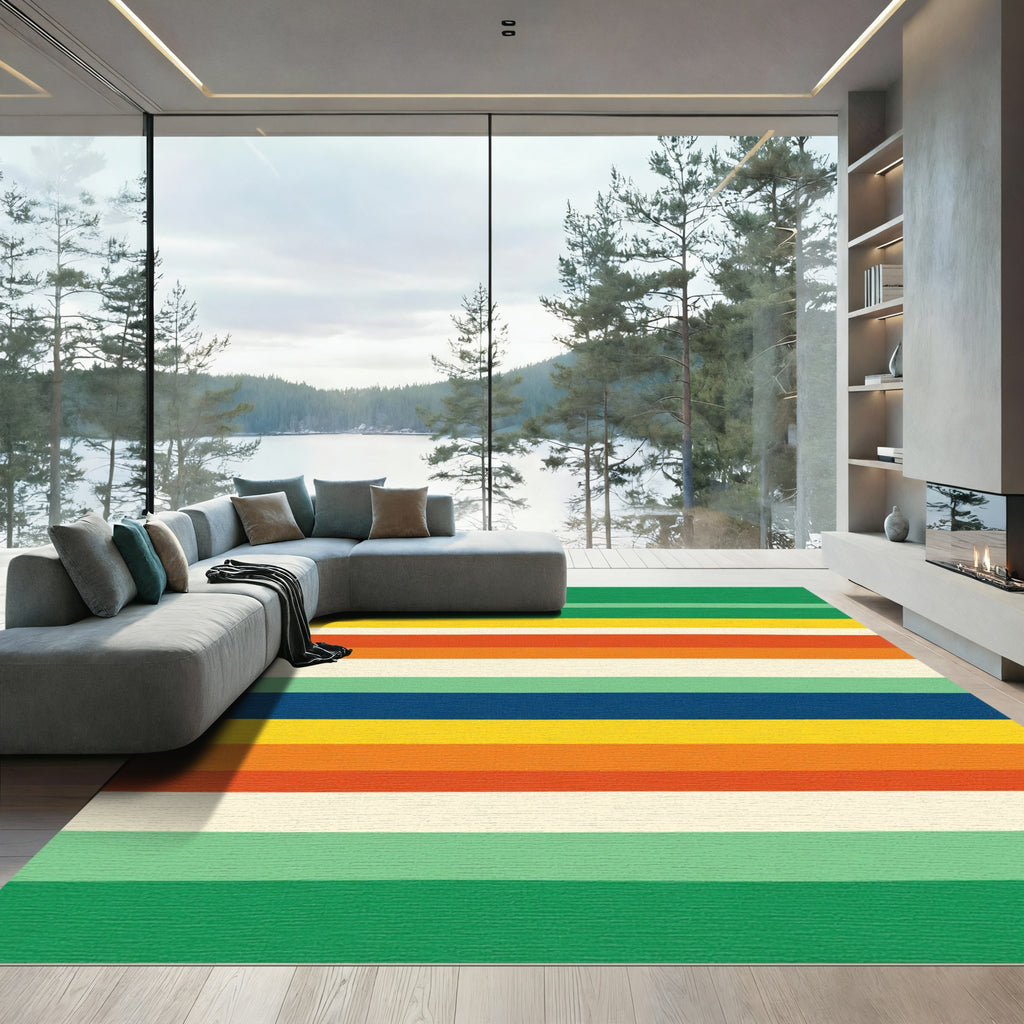 Bold Retro Stripe Color Block Rug