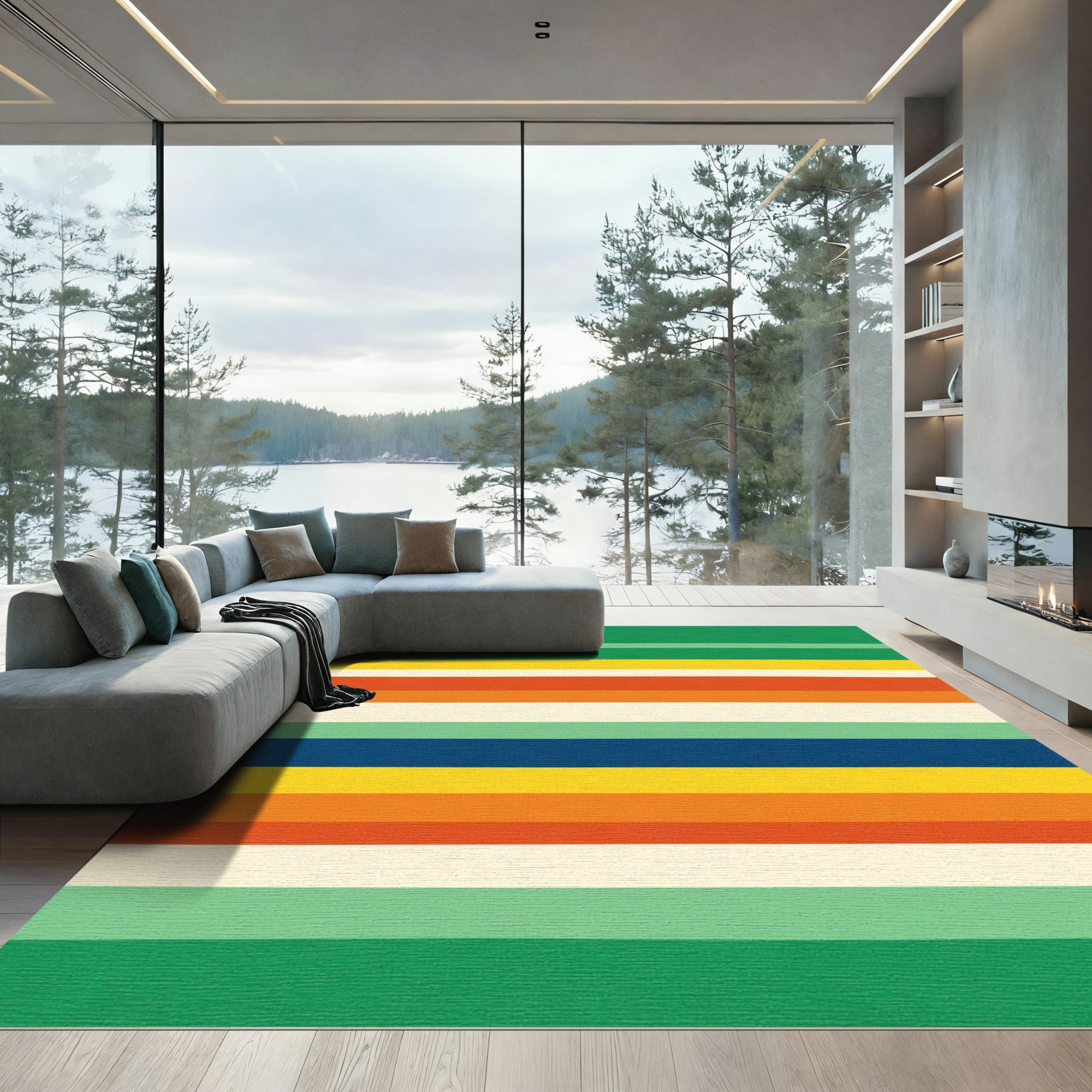 Bold Retro Stripe Color Block Rug