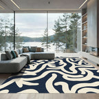 Navy Ivory Organic Flow Rug