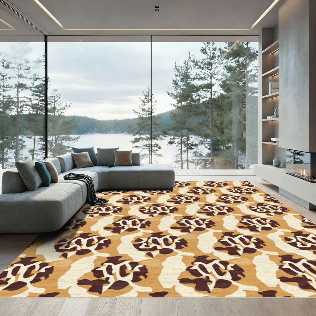 Golden Brown Camo Abstract Repeat Rug
