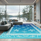 Whimsical Blue Sea Turtle Ocean Rug