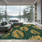 Golden Feather Foliage Emerald Rug