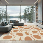 Abstract Organic Ovals Cream Brown Rug