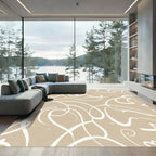 Neutral Swirl Abstract Line Art Rug