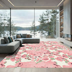 Abstract Pink Green Blotches Rug