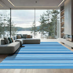 Ocean Blue Wavy Stripe Rug