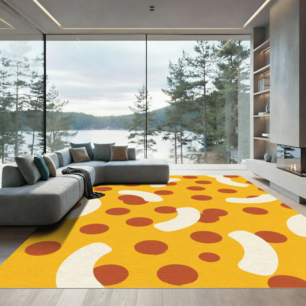 Orange Yellow Polka Dot Crescent Rug