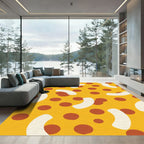 Orange Yellow Polka Dot Crescent Rug