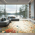 Botanical Garden Scene With Birds Rug