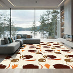 Brown Orange Leafy Abstract Shapes Rug