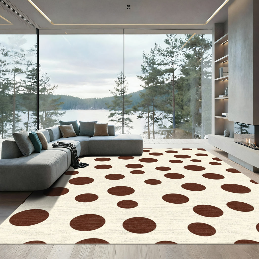 Creamy Brown Polka Dot Rug