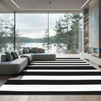 Bold Black And White Parallel Bands Rug