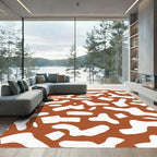 Terracotta White Abstract Organic Shapes Rug