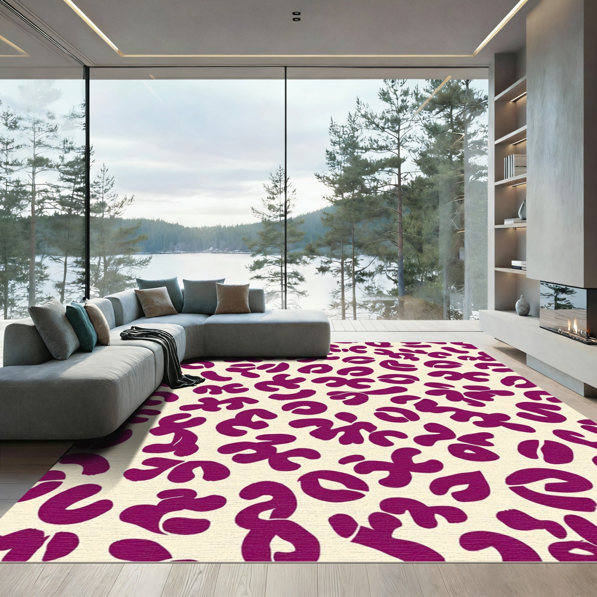 Jungle Crimson Abstract Spot Rug