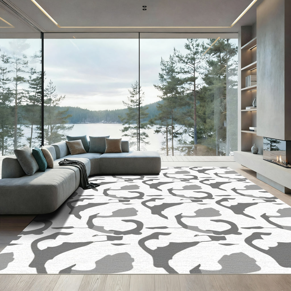 Gray Abstract Organic Swirl Rug