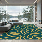 Deep Teal Yellow Swirl Harmony Rug