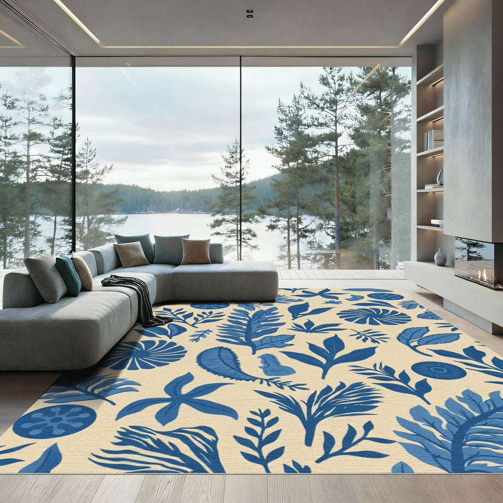 Classic Blue Botanical Garden Rug