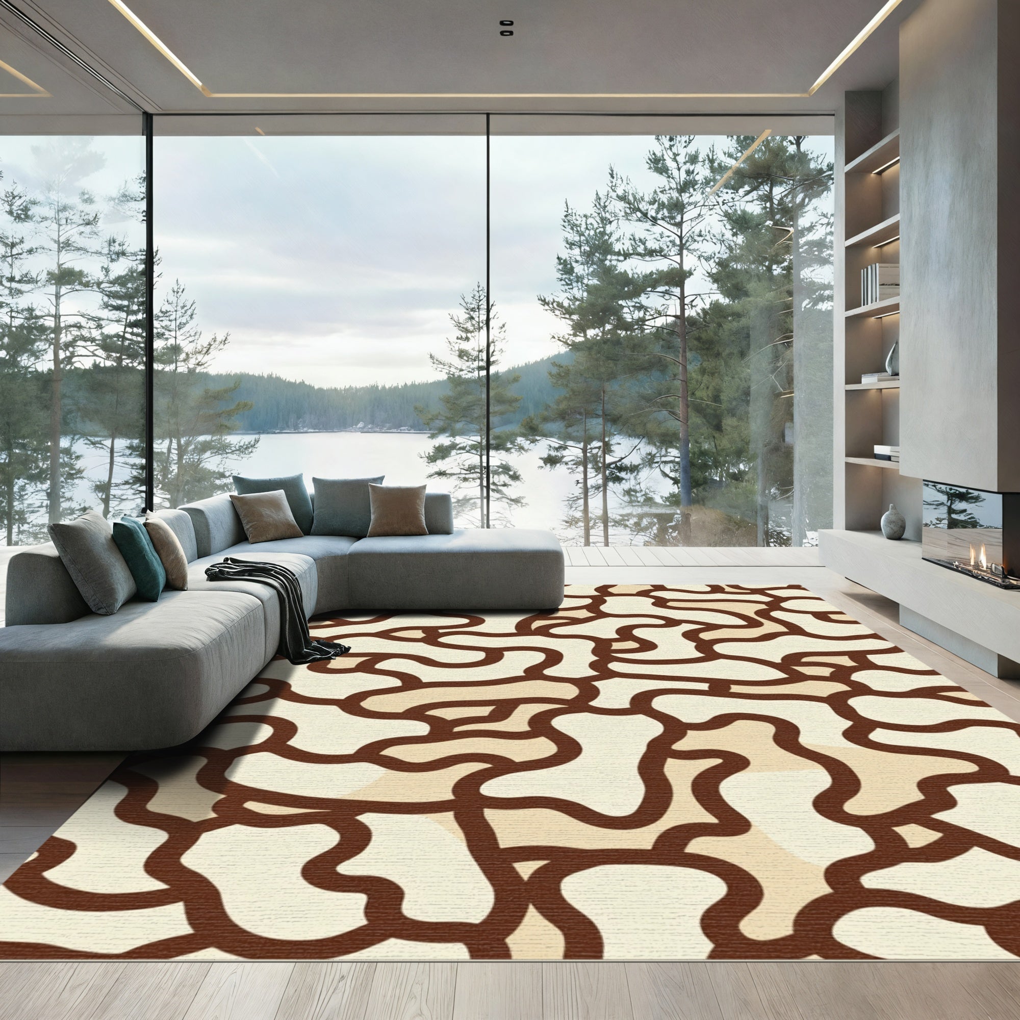 Earthy Camouflage Organic Flow Rug