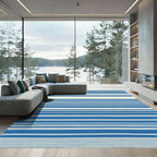 Classic Blue White Striped Broad Rug