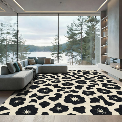 Black Cream Floral Connection Rug