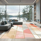 Geometric Coral Blush Abstract Shapes Rug