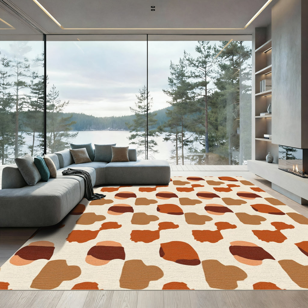Earthy Brown Terracotta Organic Abstract Rug