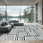 Cool Geometric Shapes Gray Composition Rug