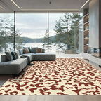 Abstract Burgundy Organic Cream Form Rug