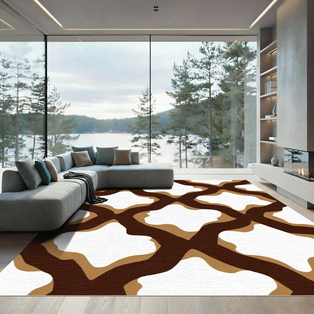 Chocolate Caramel Quatrefoil Lattice Rug