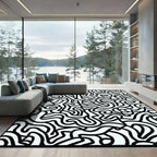 Black White Abstract Continuous Line Rug