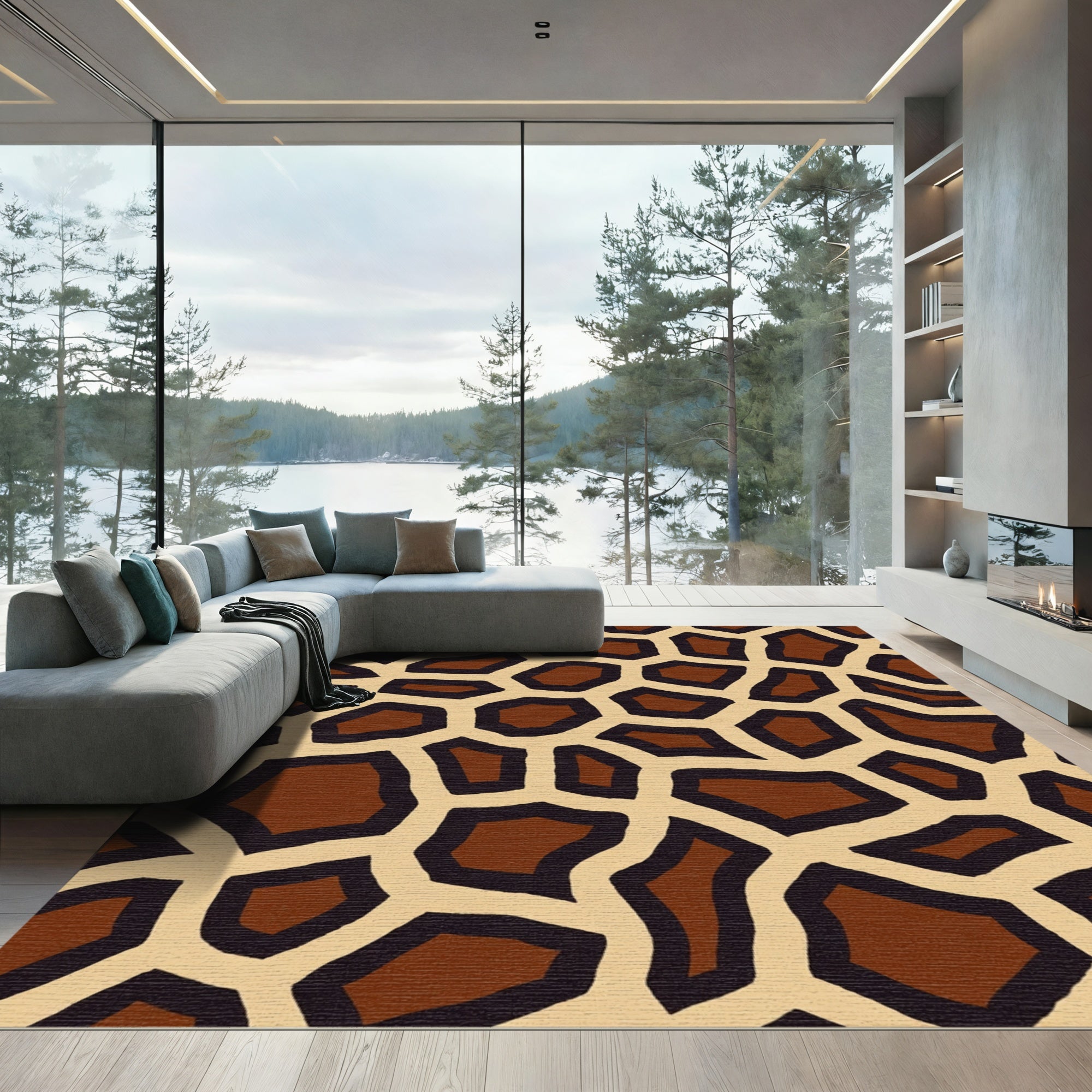 Brown Giraffe Spotty Overlay Rug