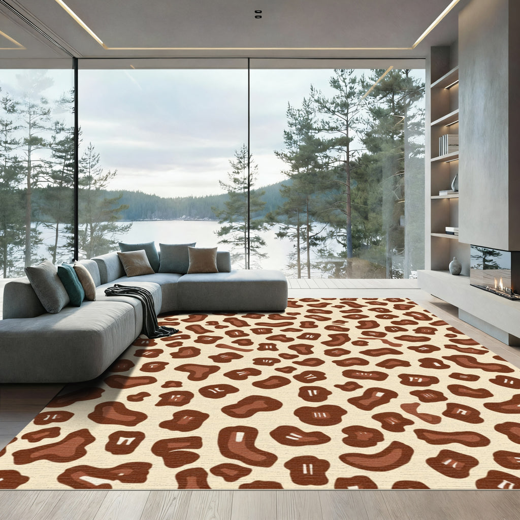 Brown Leopard Spot Texture Rug