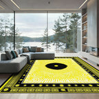 Radiant Yellow Sunburst Eye Mandala Rug