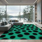 Teal Black Spotted Sunburst Rug