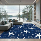 Navy White Starfish Sea Urchin Collection Rug