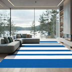 Bold Blue White Stripe Rug