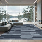 Abstract Gray Tonal Landscape Blocks Rug