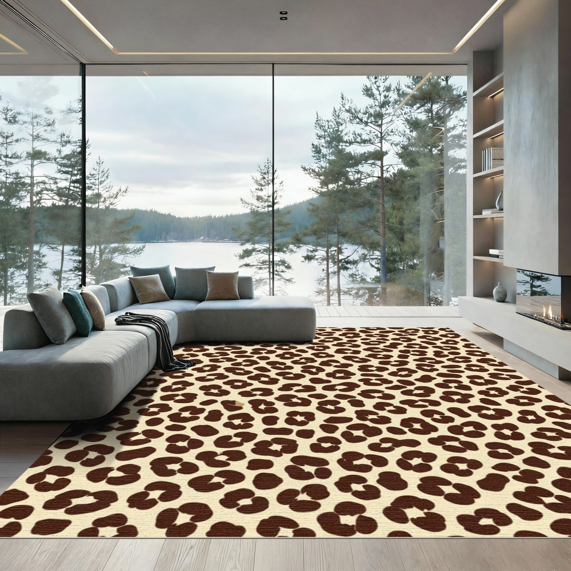 Classic Brown Leopard Spots Rug