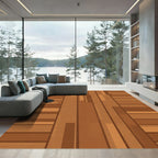 Warm Wood Plank Composition Rug
