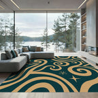 Deep Teal Swirling Stars Rug