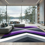 Amethyst Gray Gradient Geometric Chevron Rug