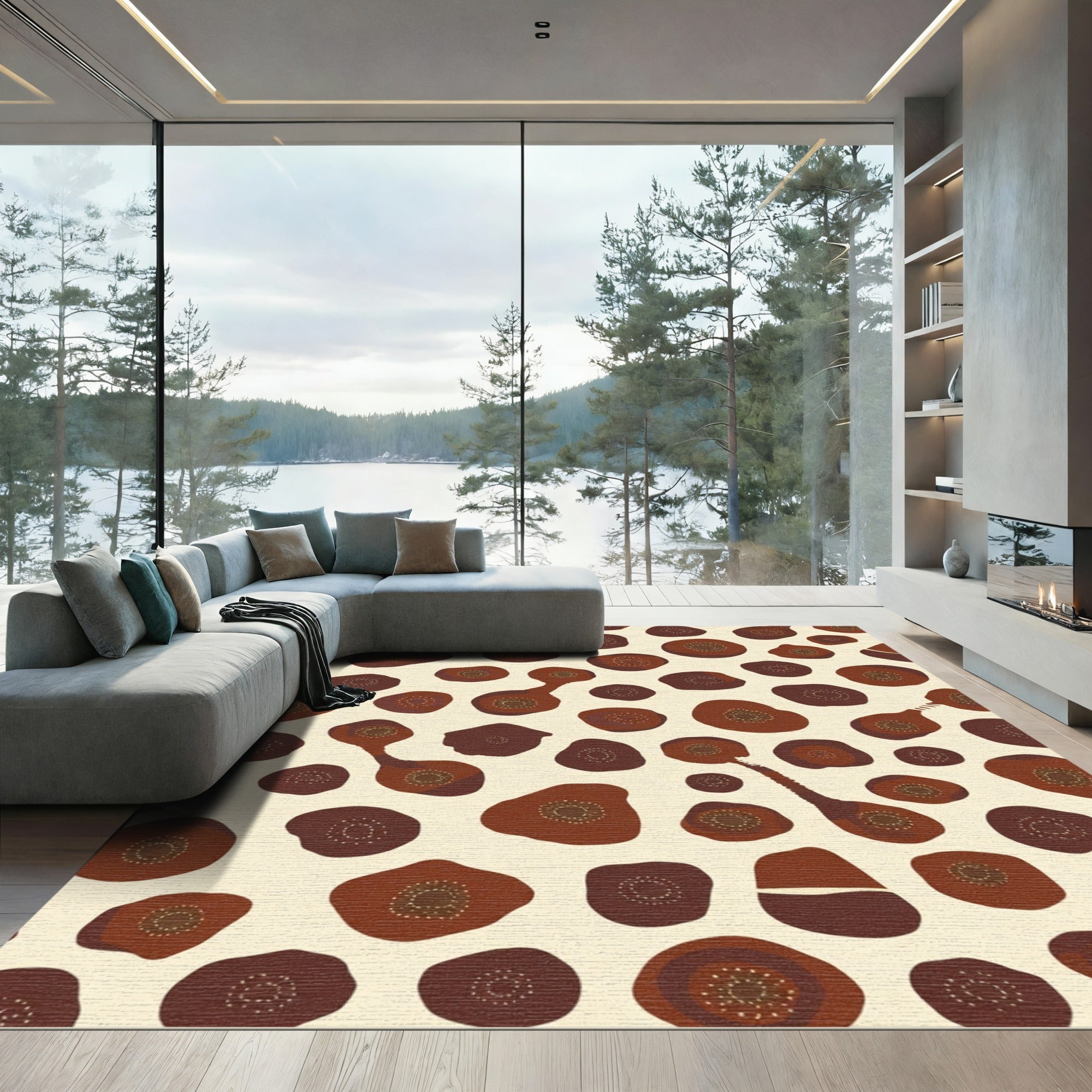 Crimson Abstract Organic Blossom Rug