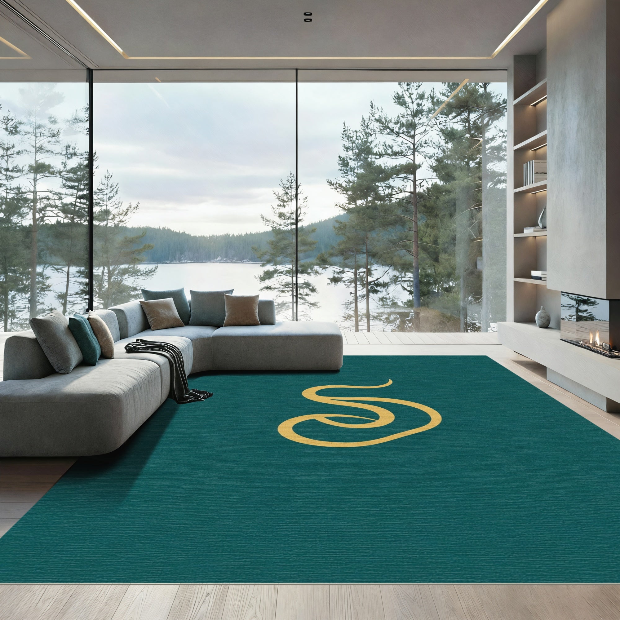 Aureolin Swirl Teal Rug