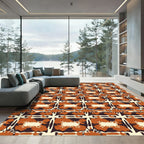 Terracotta Abstract Grid Medallion Rug