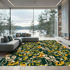 Earthy Tones Abstract Floral Swirl Rug